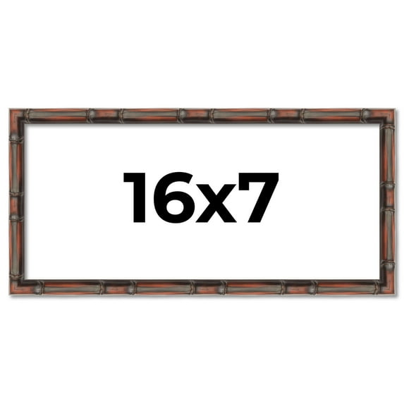 16x7 Frame Brown Bamboo with Dark Coffee/Walnut Finish | Solid Wood Picture Frame Width 0.75 Inches