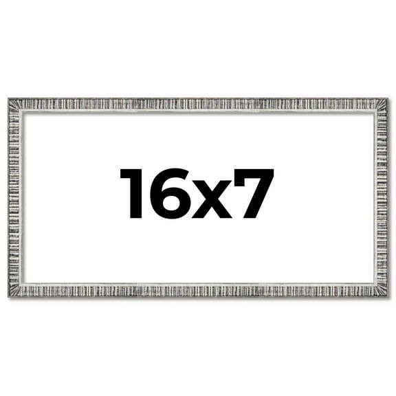 16x7 Frame Silver Grey Distressed Solid Wood Picture Frame | 0.75 Inch Moulding Width | Interior