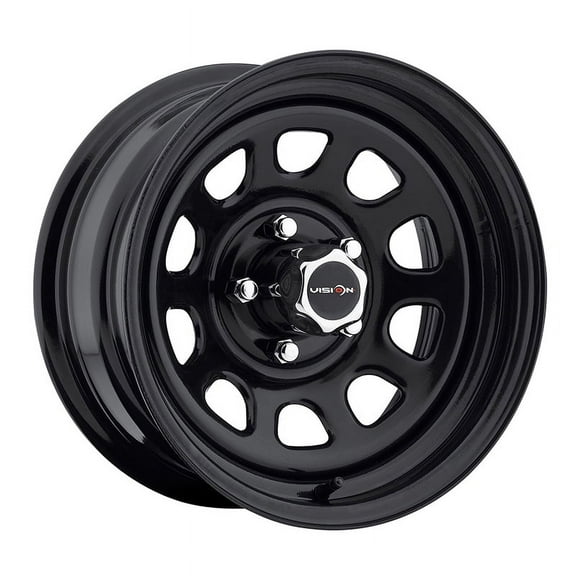 16x7 Vision HD 84H D-Window Black Steel Wheel 5x5 (0mm) CAPS SEPARATE