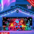 thumbnail image 1 of 16x7FT UV Activated Christmas Santa Garage Door Cover Banner, Glows in Dark 2D Flat Holiday Garage Door Covers with Cartoon Santa and Elf, Xmas Outdoor Indoor Party Decoration, 1 of 8