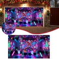 thumbnail image 1 of 16x7ft Christmas Garage Door Cover Banner - Christmas Neon Garage Banner, Glows in Dark 2D Flat Holiday Garage Door Covers with Cartoon Santa and Elf, Xmas Outdoor Indoor Party Decoration, 1 of 7