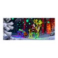thumbnail image 1 of 16x7ft UV Activated Christmas Garage Door Cover Banner, Glows in Dark 2D Flat Holiday Garage Door Covers with Cartoon Santa and Elf, Xmas Outdoor Indoor Party Decoration(Style-a,16 * 7ft), 1 of 4