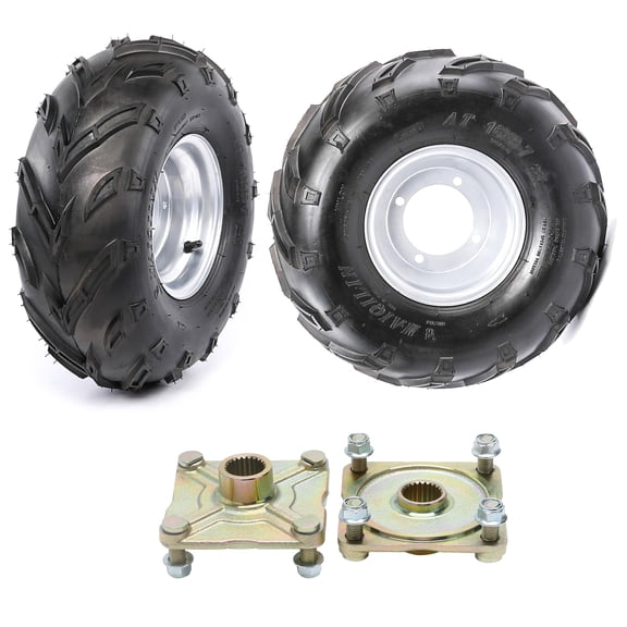 16x8-7 Tubeless Tire & Wheel Assembly 2-Pack 16x8x7 7" Rims 4-Ply 16x8.00-7 with 23T 4-Stud Rear Axle Hubs 78mm Bolt Pattern Fits ATV Quad Go Kart UTV Lawn Mower Garden Tractor Mini Bike Buggy