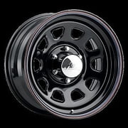1 Allied - Pacer 16x8 8X6.50 -6 342B Black Daytona Black w/Red & Blue Pin Stripes Wheel Rim