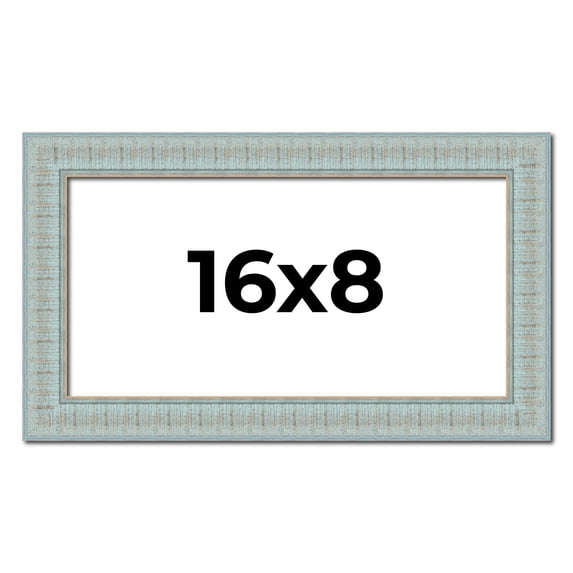 16x8 Frame Blue Teal Distressed Solid Wood Picture Frame | 1.625 Inch Moulding Width | Sonoma Blue