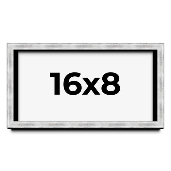 16x8 Frame Brushed Silver Solid Wood Picture Frame | 0.75 Inch Moulding Width | Rabbet Depth 0.75