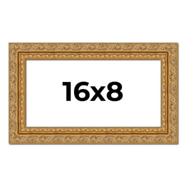 16x8 Frame Gold Ornate Solid Wood Picture Frame | 2 Inch Moulding Width | Firman Traditional Photo