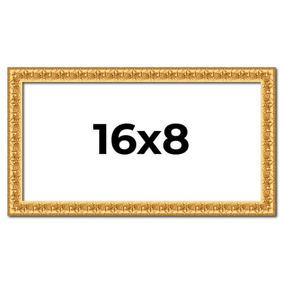 16x8 Frame Gold Real Wood Picture Frame Width 1 inches | Interior Frame Depth 0.5 inches | Edwina