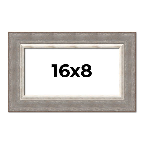 16x8 Frame Grey Real Wood Picture Frame Width 2.75 Inches | Interior Frame Depth 0.5 Inches | Linus