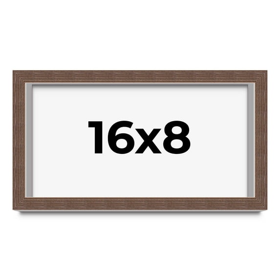 16x8 Shadow Box Frame Brown | 1.125 inches Deep Real Wood Rustic Shadowbox Display Frame | UV