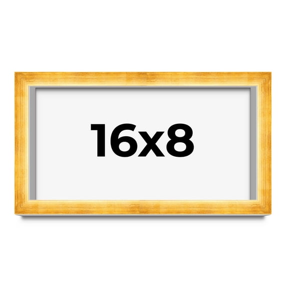16x8 Shadow Box Frame Gold | 1.625 Inches Deep Real Wood Traditional Shadowbox Display Frame | UV