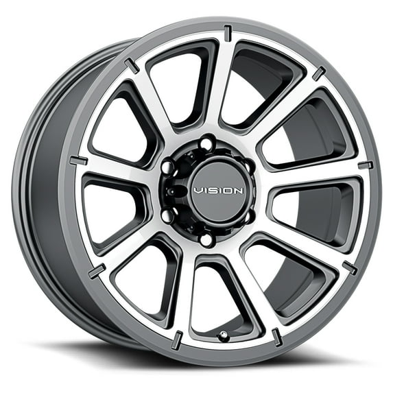 16" Vision Off-Road 353 Turbine Gunmetal Machined Face Wheel 16x8 6x5.5 Rim 0mm