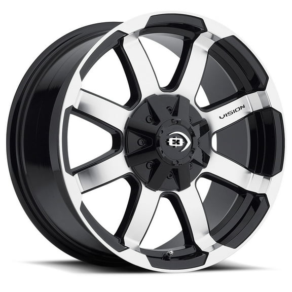 16" Vision Off-Road 413 Valor Gloss Black Machined Face Wheel 16x8 8x6.5 Rim 0mm