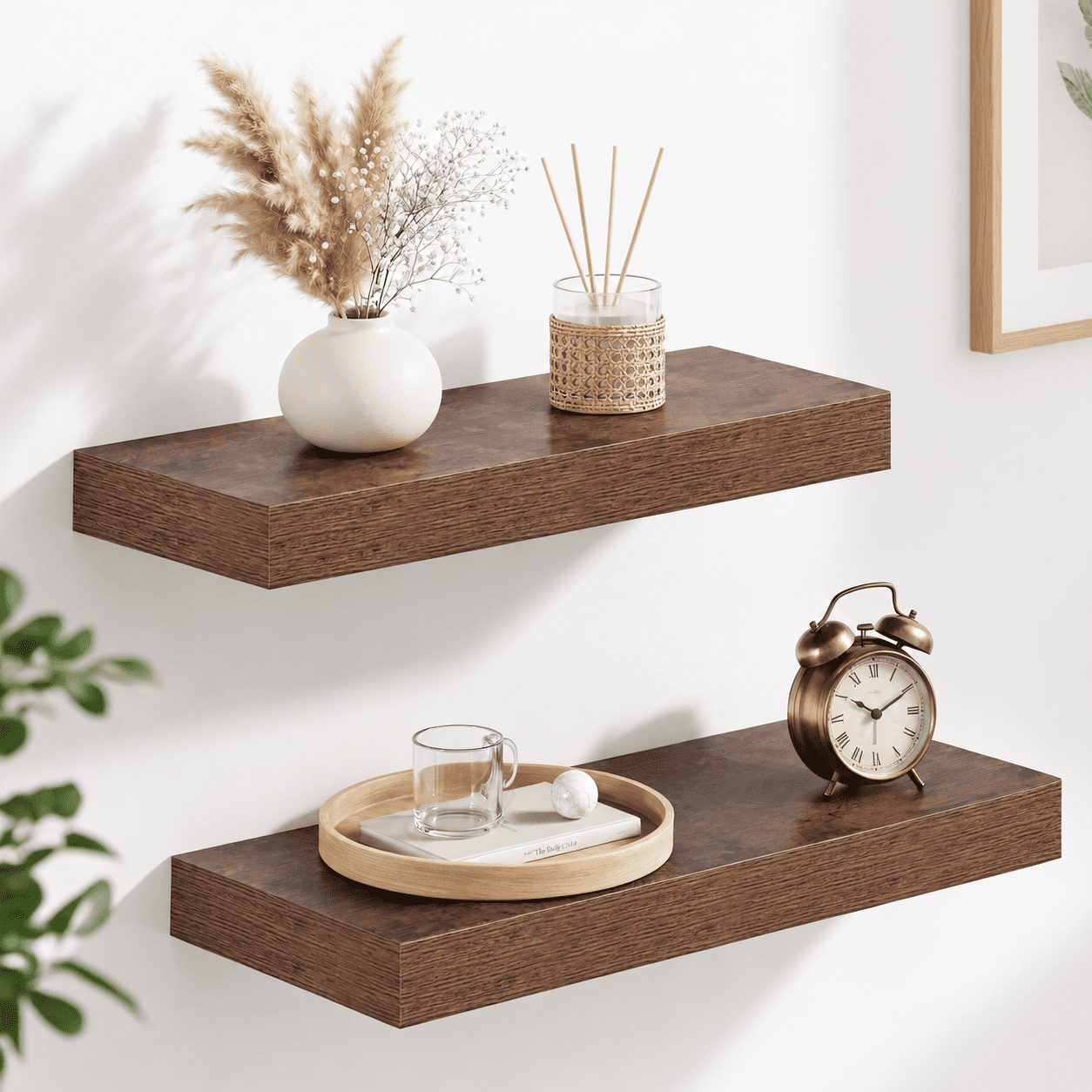 Mounted Display Shelf Racks 16x8in Floating Shelves 2 Pack Wall Mount Display Shrustic Brown ...