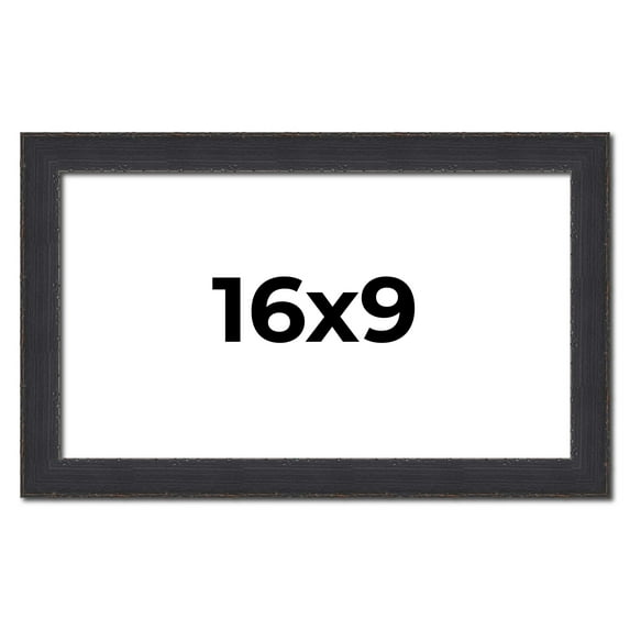 16x9 Frame Black Real Wood Picture Frame Width 1.25 Inches | Interior Frame Depth 0.5 Inches |