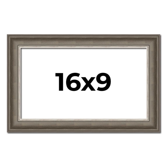 16x9 Frame Brown Solid Wood Picture Frame | 1.75 Inch Moulding Width | Austin Frame Complete with