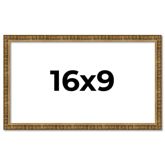16x9 Frame Gold Kingsley Distressed Solid Wood Picture Frame Width 0.75 Inches | Interior Frame