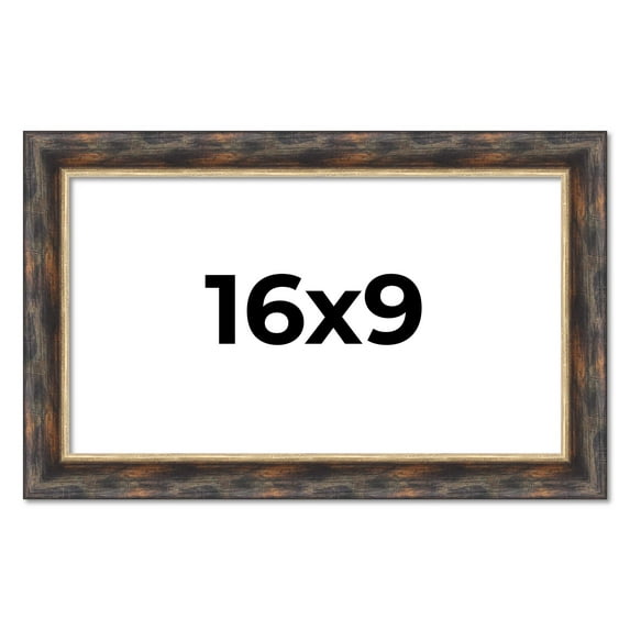 16x9 Frame Gold Real Wood Picture Frame Width 1.5 inches | Interior Frame Depth 0.5 inches |