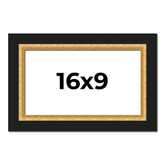 16x9 Frame Gold Real Wood Picture Frame Width 2.25 Inches | Interior Frame Depth 0.5 Inches |