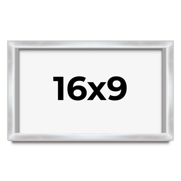 16x9 Frame Silver Whitewashed Wood Grain Solid Wood Shadow Box | 0.75 Inch Moulding Width | 0.75