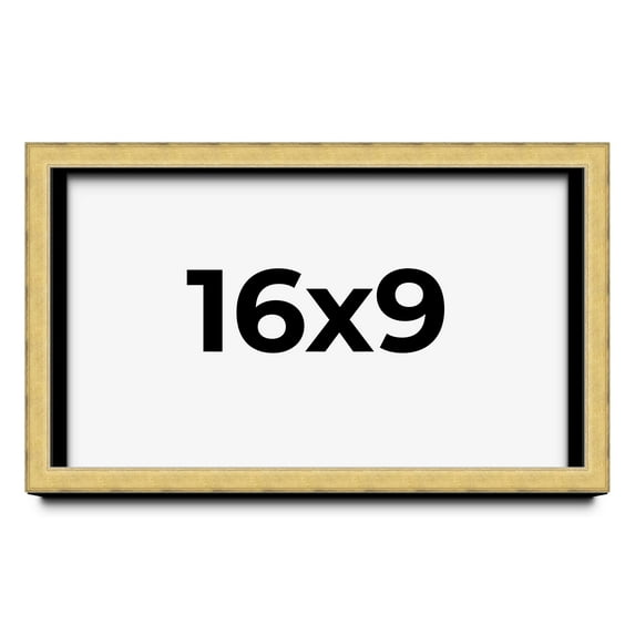 16x9 Shadow Box Frame Gold | 1.375 Inches Deep Real Wood Contemporary Shadowbox Display Frame | UV