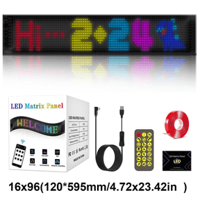 16x96 Flexible LED Sign, Bluetooth App Controlled Scrolling Light Panel, 23.4in USB Powered Display for Truck Car SUV, Party Wedding Store Decor