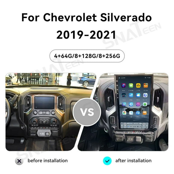 17.0 inch Carplay Screen/Radio/Multimedia Player for Chevrolet Silverado 2019 2020 2021 models Universal Car Navigation/GPS Upgrade HeadUnit Android Display 1080P Touch Screen Replace System