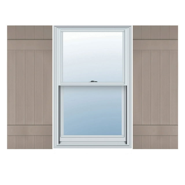 17 1/2"W x 33"H Lifetime Vinyl, Custom Five Board Joined (2 Batten), Board-n-Batten Shutters, w/Shutter-Loks (Per Pair), Clay