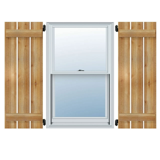 17 1/8"W x 64"H TimberCraft Three 5 3/8" Boards Spaced Board-n-Batten Shutters, Rough Sawn Western Red Cedar (Per Pair)