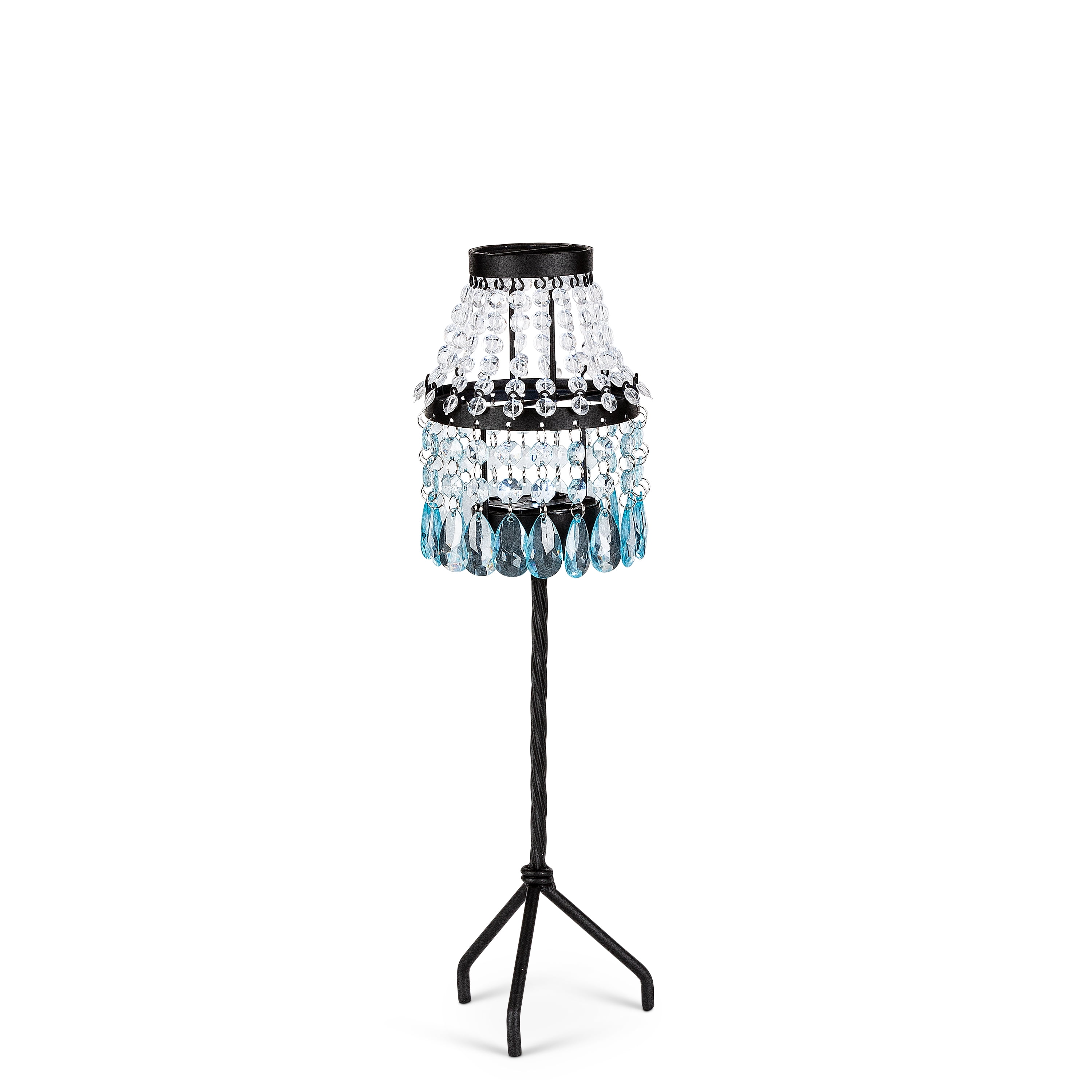 Elegant Outdoor Solar-Powered Beaded Metal Lamp