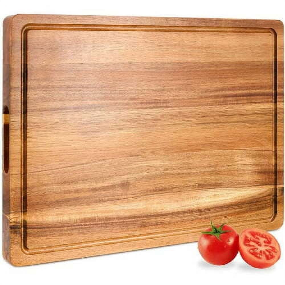 Wood Cutting Boards for Kitchen, 17 x 12 Inch Acacia Wooden Cutting Board,  Winnsty Large Wood Chopping Board with Juice Groove and Handles Heavy Duty