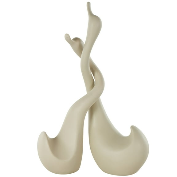17", 14"H Beige Ceramic Intertwined Swan Sculpture, by DecMode (2 Count)