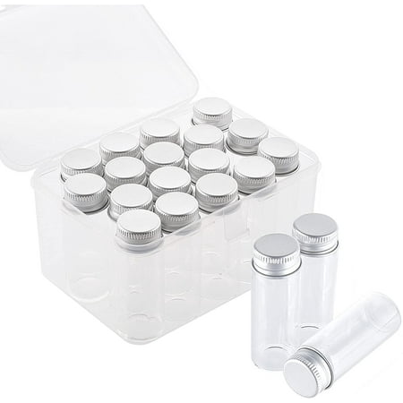 17 14ml Vials Tiny Glass Bottles Clear Empty Jars with Aluminum Top Screw Lids Small Mini Message Sample Bottle