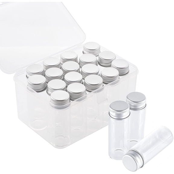 17 14ml Vials Tiny Glass Bottles Clear Empty Jars with Aluminum Top Screw Lids Small Mini Message Sample Bottle