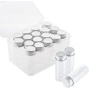 17 14ml Vials Tiny Glass Bottles Clear Empty Jars with Aluminum Top Screw Lids Small Mini Message Sample Bottle