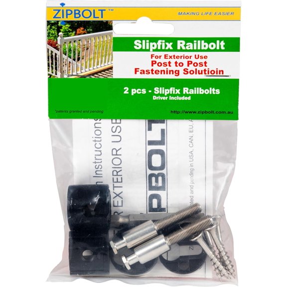 17.150 Exterior Slipfix Railbolt Epoxy Coated Staircase Handrail Post to Post Fastening Solution, Easy Residential and Commercial Installation, New Construction and Remodels 1 Double Pack