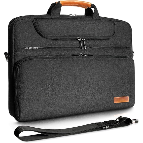 17 17.3 18 Inch Laptop Bag, Business Briefcase for Men,Computer Messenger Bag with Strap for MSI Alienware, Black