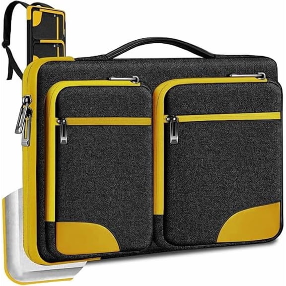 17/17.3 Inch Laptop Sleeve with Handle, Portable, 4 Accessory Pockets, Yellow