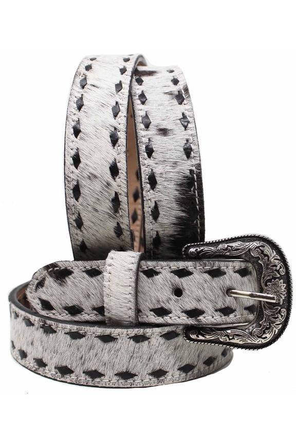 17-18 Men's 1-1/2" Wide Western Tan Leather Cow Hair ON Casual Jean Belt 26FK40C