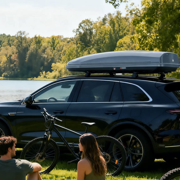 17/19.4 Cu ft Hard Shell Rooftop Cargo Box Carrier, Dual-Side Opening Waterproof ABS Roof Storage Box, Universal Fit for Car SUV, 165 Lbs Load Capacity Roof Cargo Carrier with Secure Locking System