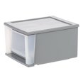 thumbnail image 1 of 17.1pk 5qt Stacking Drawer: Plastic Storage, Stackable Utility, Clear & Gray, Universal Placement, 1 Drawer, 1 of 8