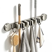 17.2" Suction Mop & Broom Holder, 3 Clamps 4 Hooks