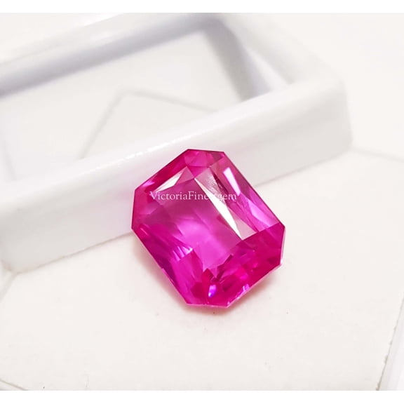 17.25 CT Pink Sapphire Emerald Shape Princess Cut Pink Sapphire Lab-Created Jewelry Making Tools Ring Raw Mothers Day Gift