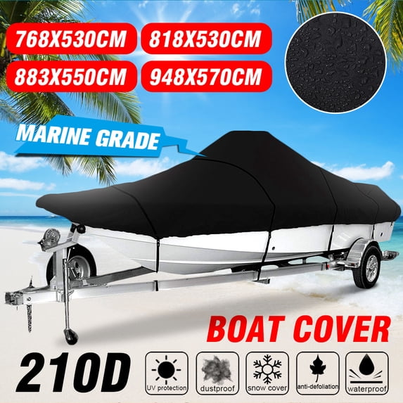 17-25ft Trailerable Heavy Duty Center Console Boat Cover, Waterproof Marine Grade Polyester Fit V-Hull,TRI-Hull,Fishing Boat,Runabout,Bass Boat 210D