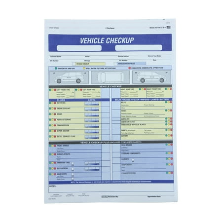 17/27 Point Vehicle Inspection Form - 8 1/2"H x 11"W - Pack of 100
