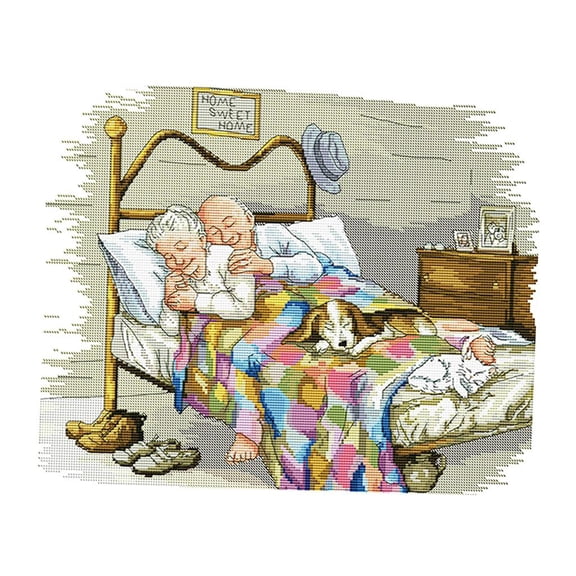 17.3 * 14 inches stitch with Pre-Printed 14CT Canvas Thread Embroidery -Stitching Needlework Home (The Old Married Couple)