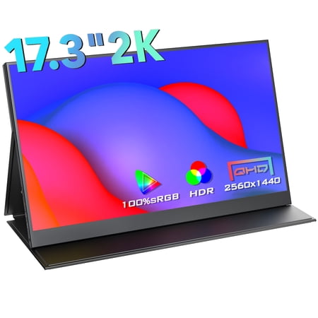 17.3" 2K Portable Monitor, UPERFECT 2560*1440 Laptop Monitor Extender With HDMI USB C, External Large Gaming Monitor