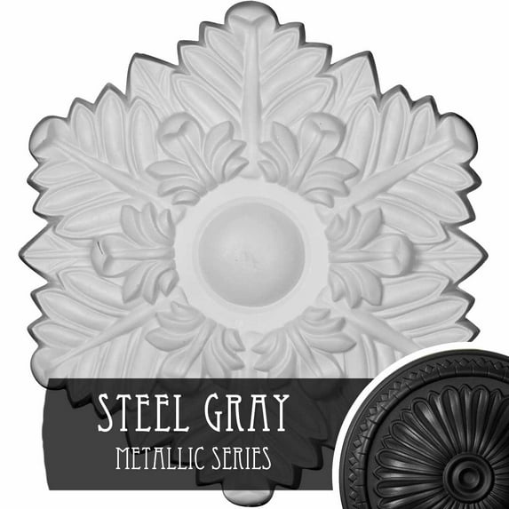 17 3/8"OD x 1 3/4"P Bremen Ceiling Medallion, Hand-Painted Steel Gray