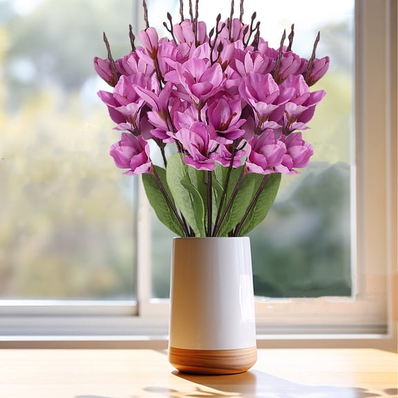 17.3" Artificial Magnolia Flower Silk Flowers Bouquet,Fake Orchid Flowers,Silk Orchids That Look Real for Home Decor Wedding Bouquet Artificial Outdoor Plants Floral Arrangement