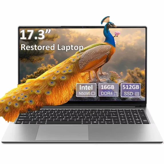 17.3" Business Laptop Computer Intel Quad-Core N5095 Processor 16GB RAM 512GB SSD Backlit Keyboard Wi-Fi Fingerprint Type-C Windows 11